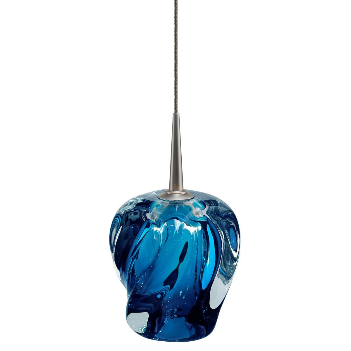 Bruck Lighting | Aurora LED Mini Pendant — Blue, Matte Chrome, 4-Inch Canopy
