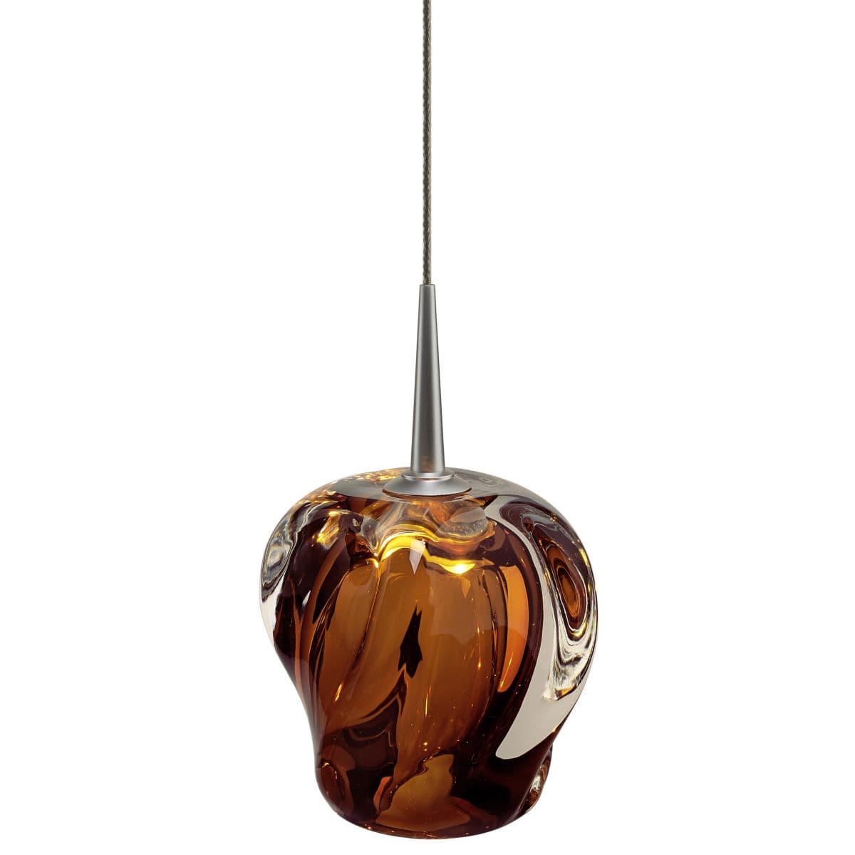 Bruck Lighting | Aurora LED Mini Pendant — Amber, Matte Chrome, 4-Inch Canopy