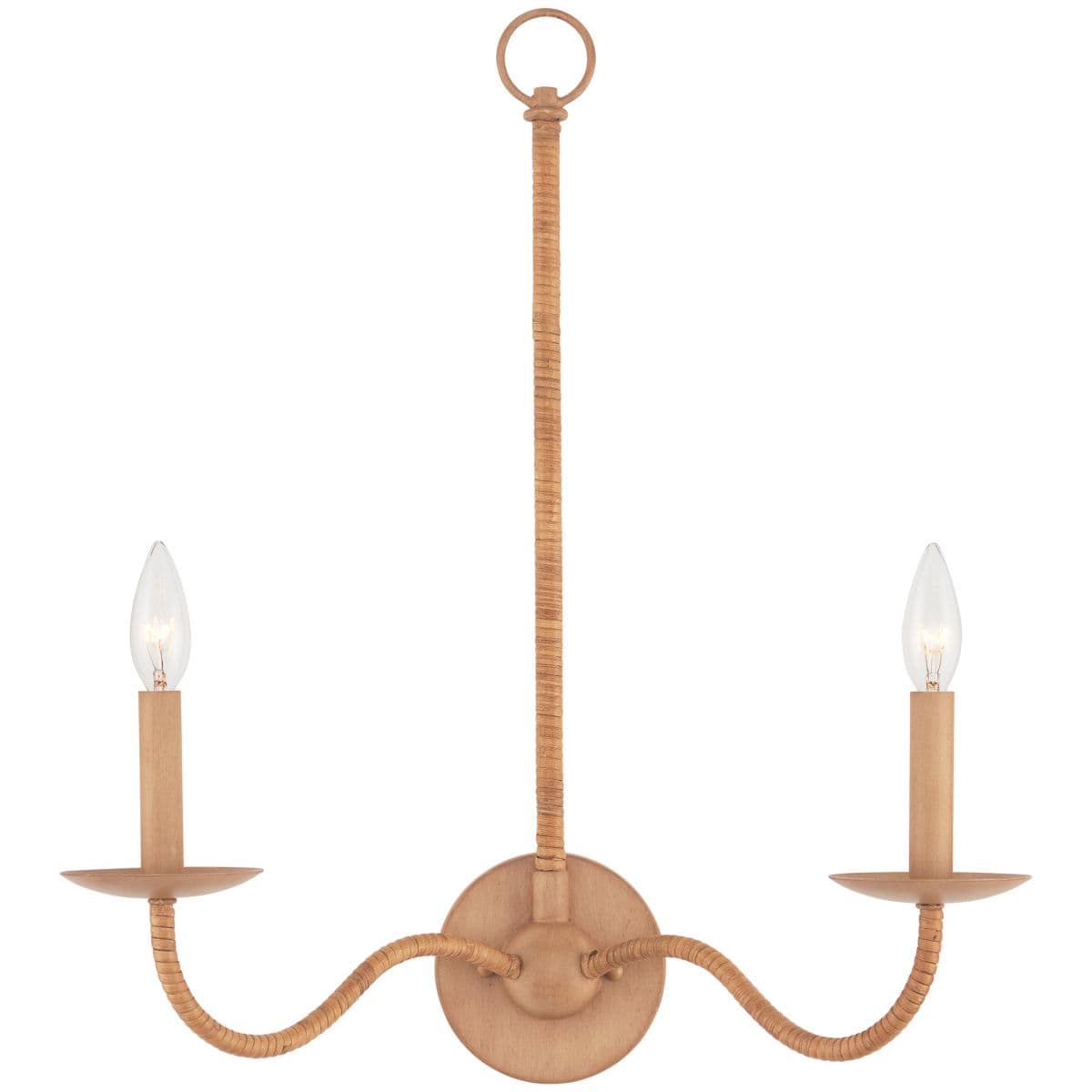 Currey & Company | Saxon Double Wall Sconce — Tan with Rattan