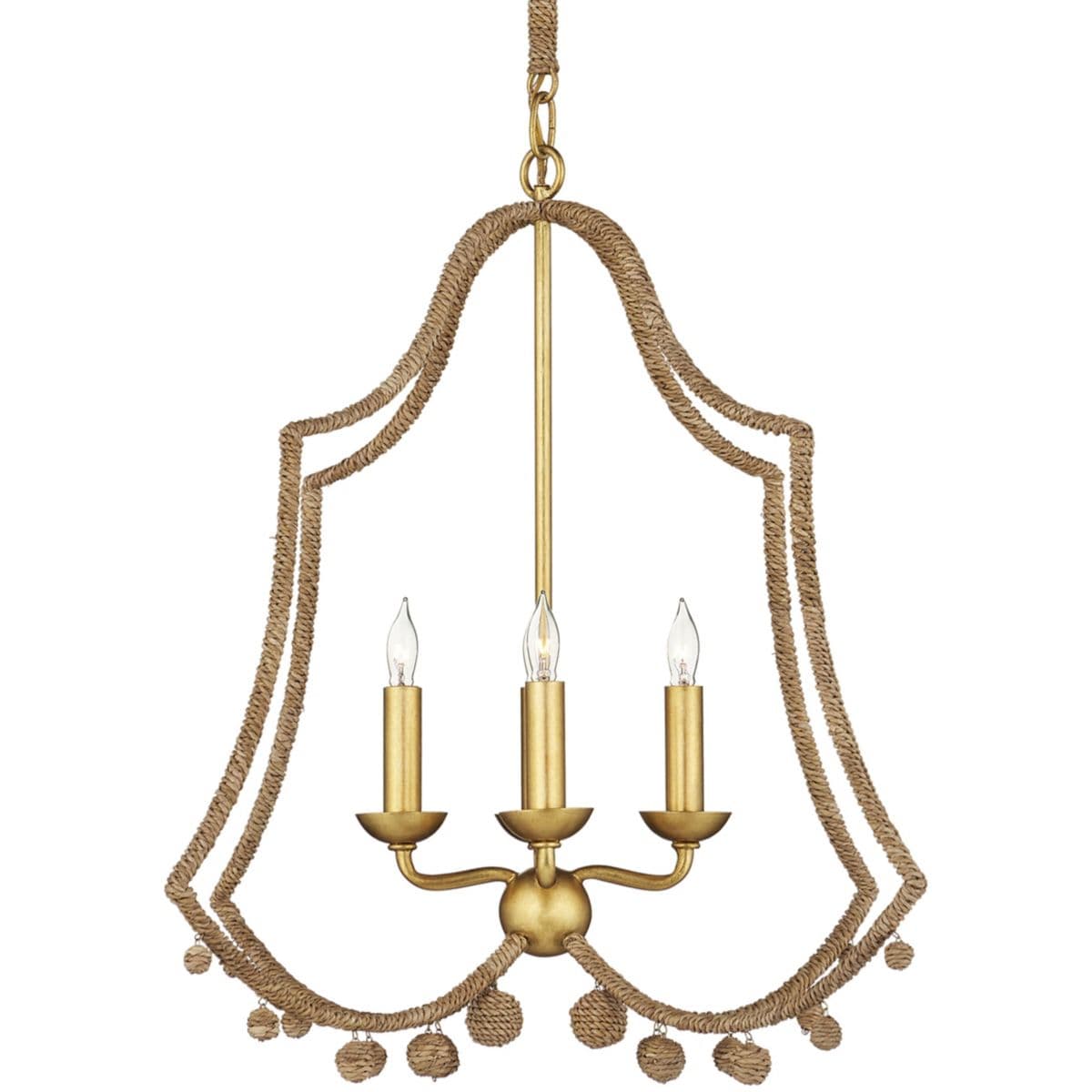 Currey & Company | Nimes Chandelier — Natural Rope with Contemporary Gold Leaf