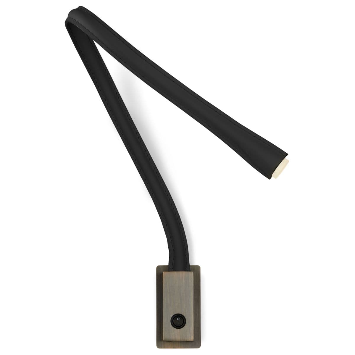 Contardi Lighting | FlexiLED Leather LED Wall Sconce — Black Leather, Satin Bronze, Large, With
