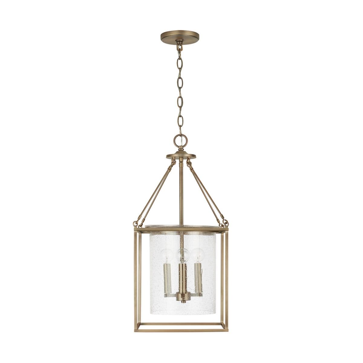 Capital Lighting | 4-Light Seeded Glass Foyer Pendant — Aged Brass