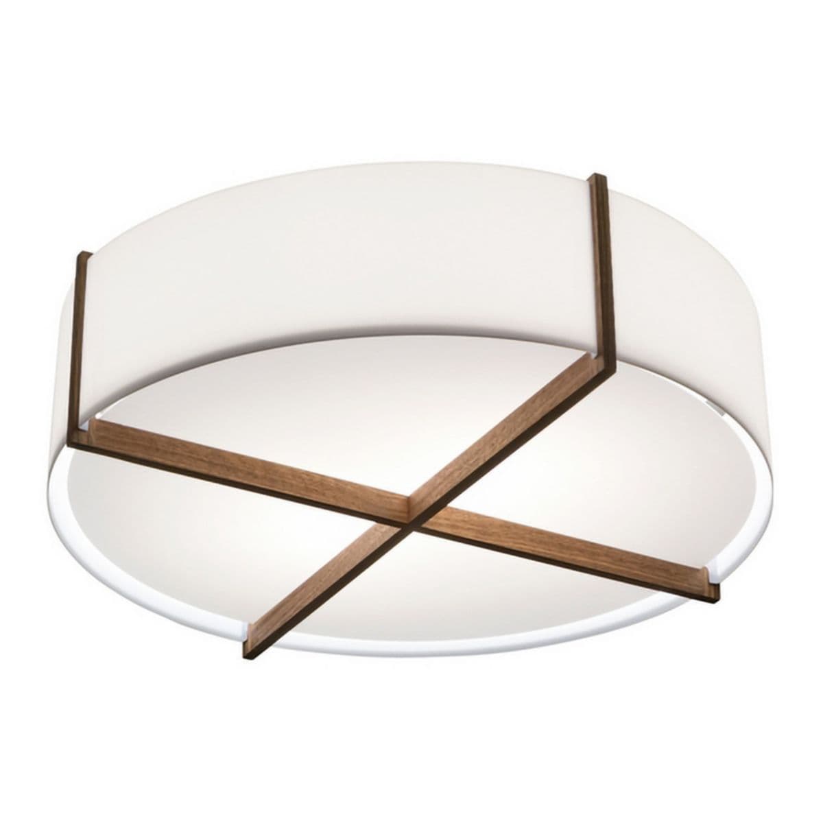 Cerno | Plura Flushmount — Dark Stained Walnut, Frosted Polymer, 24 inch Diameter, 2700K LED