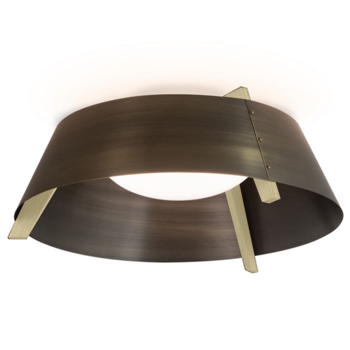 Cerno | Casia Flushmount — Distressed Brass, White Washed Oak, Medium