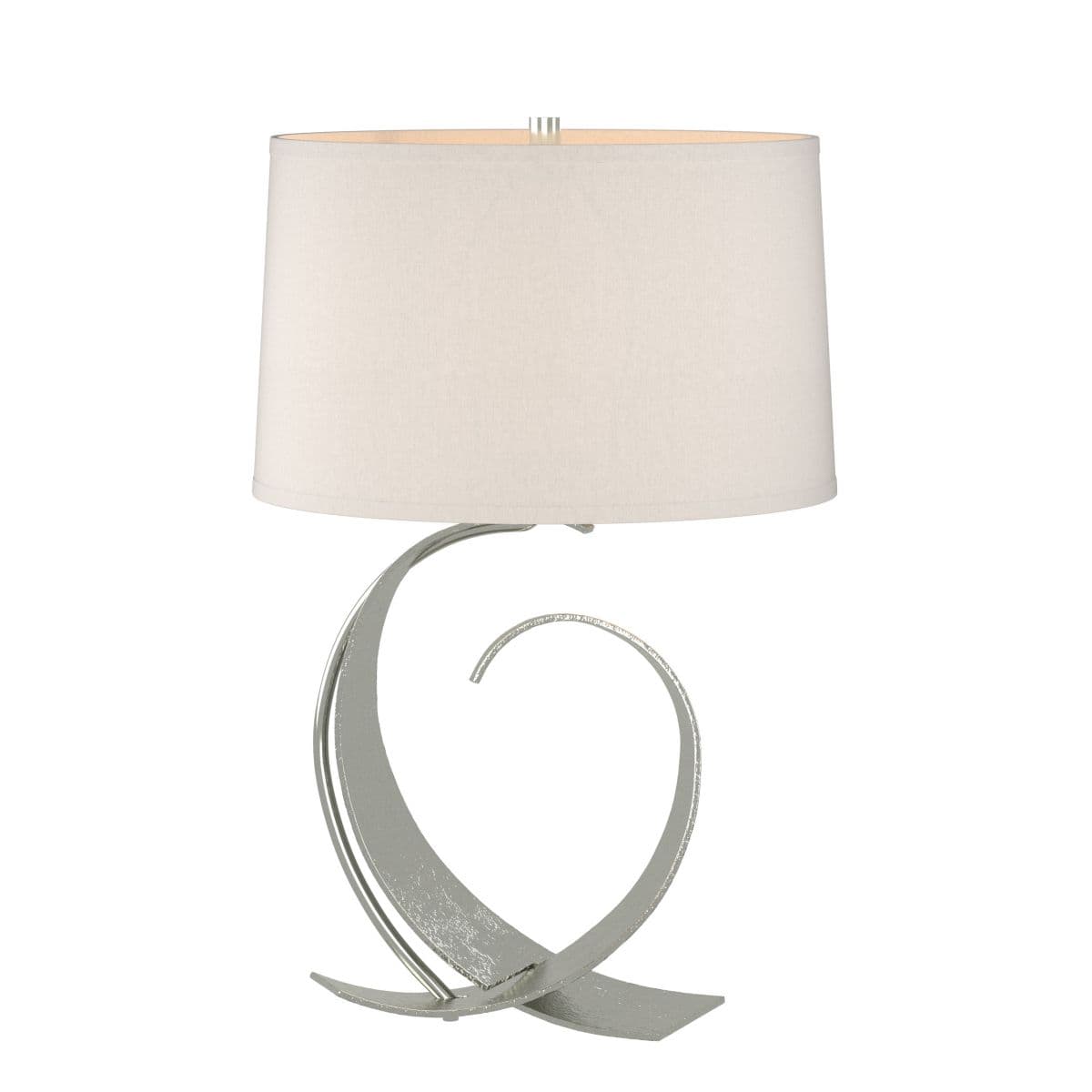 Hubbardton Forge | Fullered Impressions Table Lamp — Sterling, Small, Flax, Replaceable Bulb