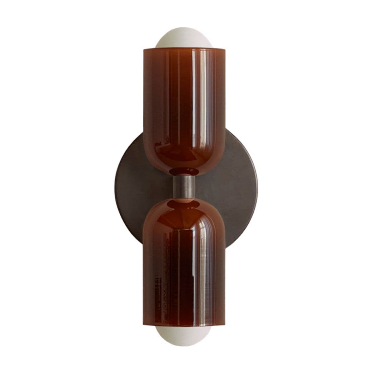In Common With | Chromatic Glass Up Down Slim Wall Sconce — Tobacco, Blackened Brass