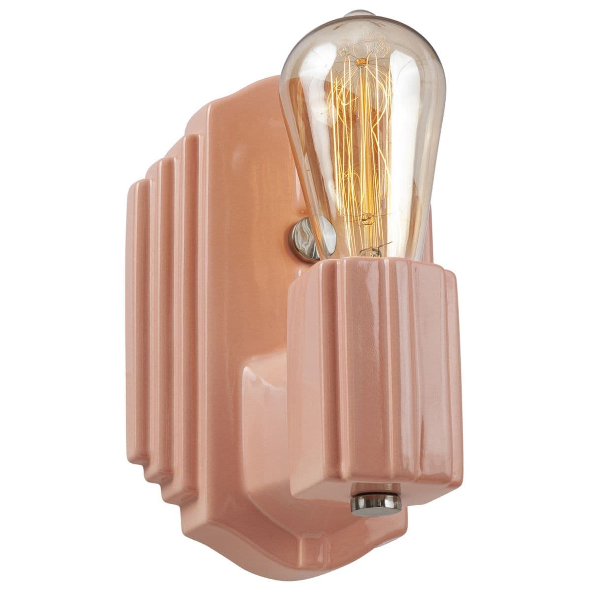 Justice Design Group | Deco Rectangle Wall Sconce — Gloss Blush, Brushed Nickel
