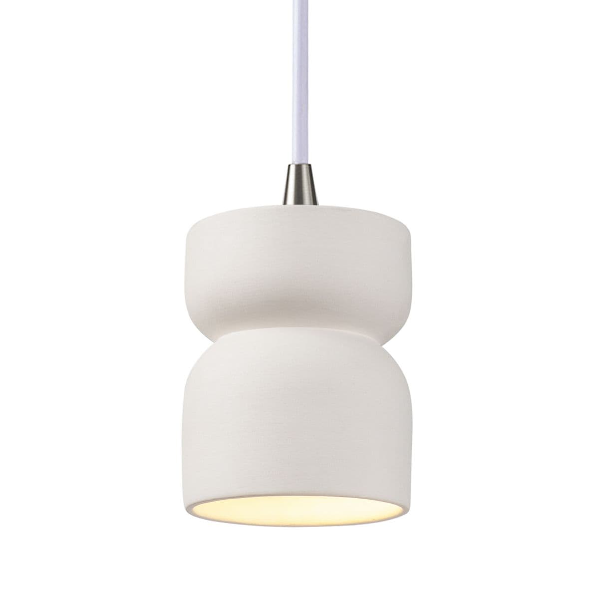 Justice Design Group | Short Hourglass Mini Pendant — White, Bisque, Brushed Nickel