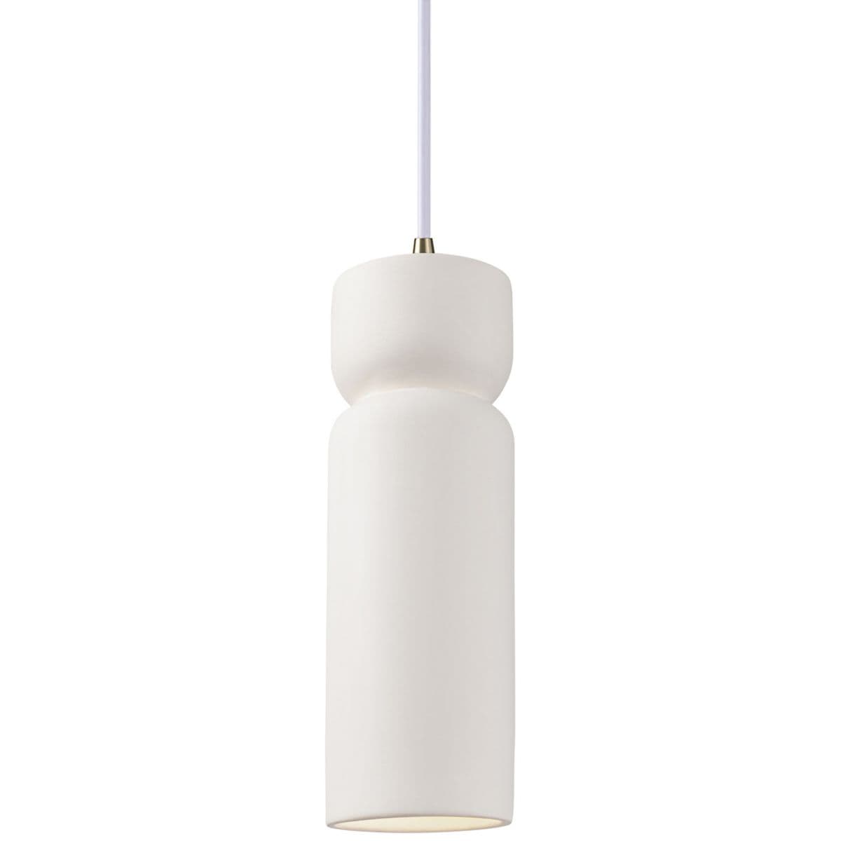 Justice Design Group | Tall Hourglass Mini Pendant — White, Bisque, Antique Brass, Integrated LED