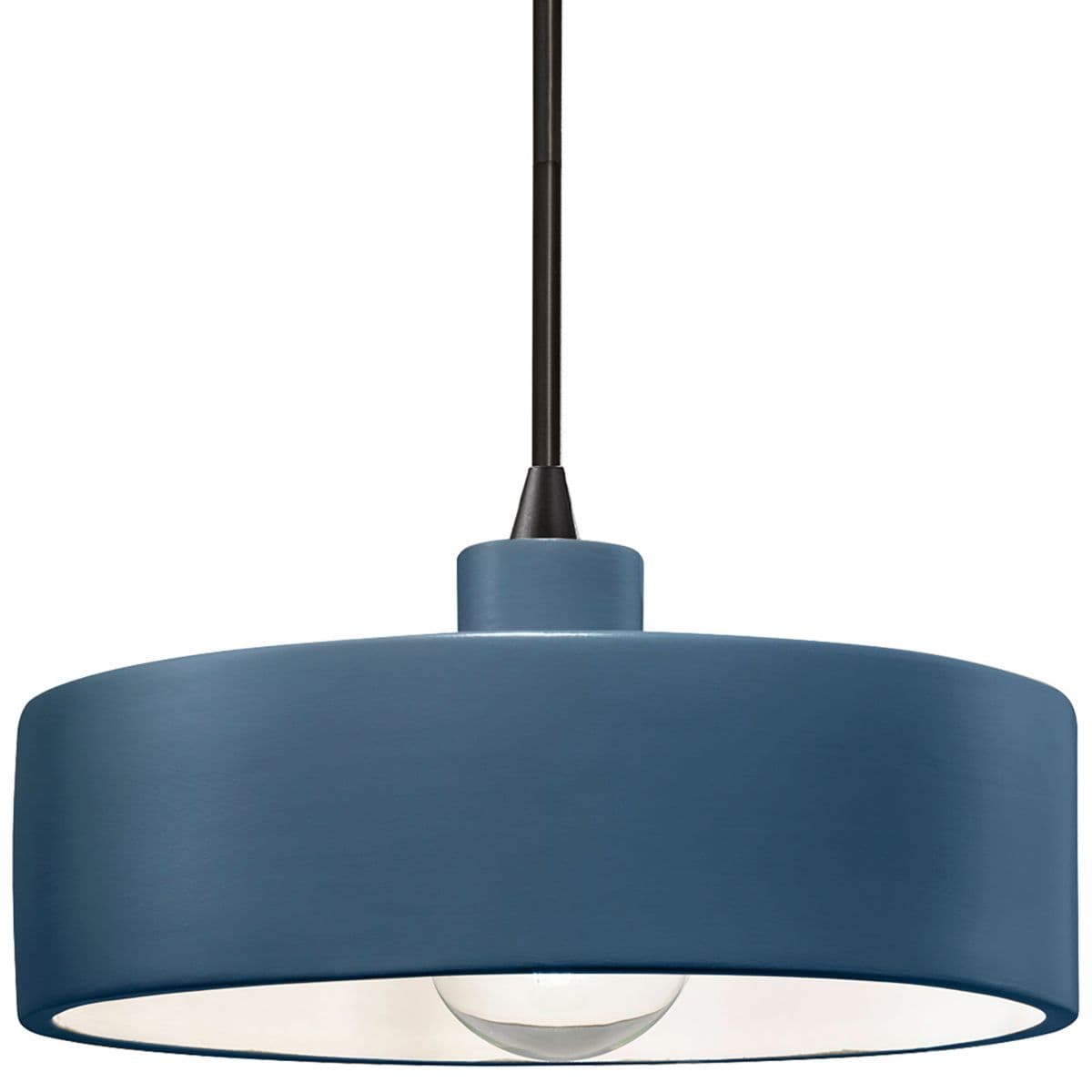 Justice Design Group | Radiance Dish Ceramic Drum Pendant — Black, Midnight Sky, Matte Black