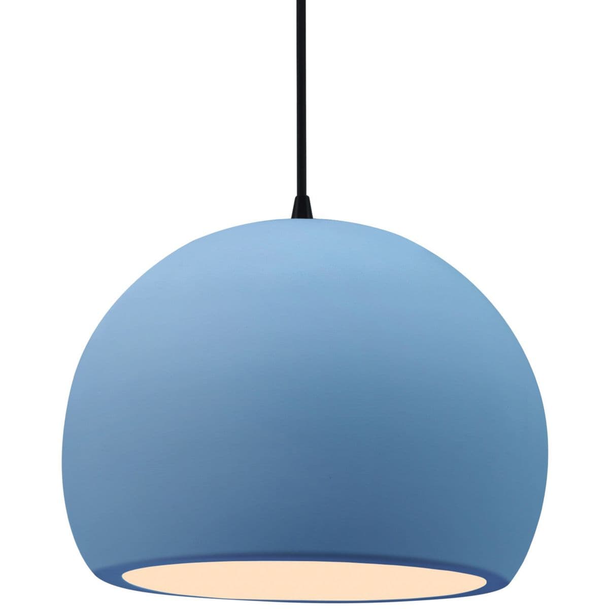 Justice Design Group | Radiance Globe Pendant — Black, Sky Blue, Matte Black, Large, Integrated LED