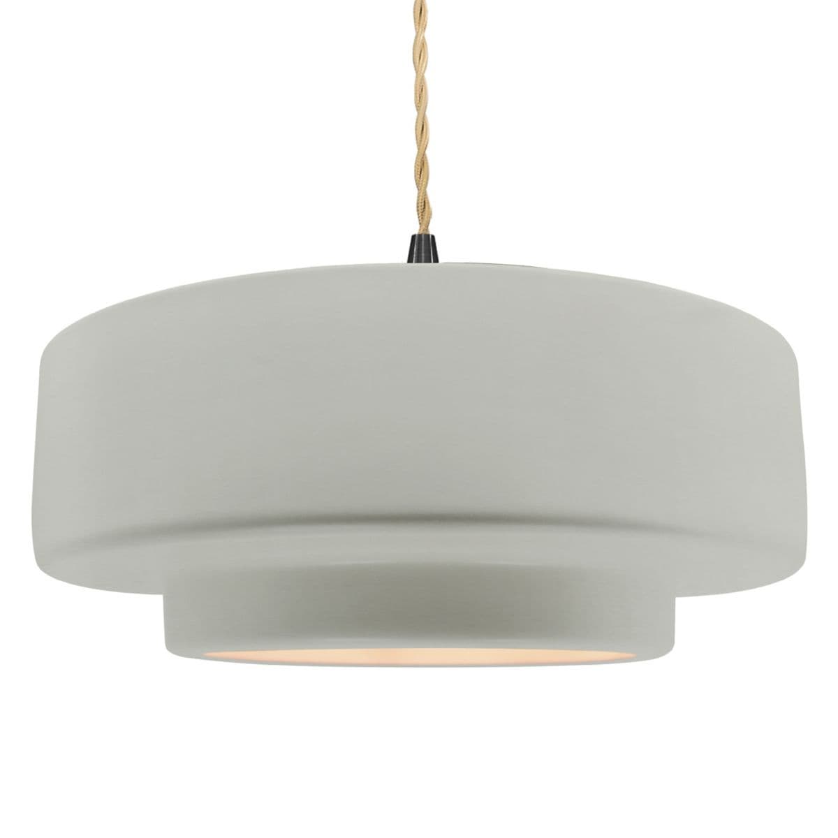 Justice Design Group | Radiance Tier Pendant — Bisque, Matte Black, Large, Beige Twisted, Replaceable Bulb