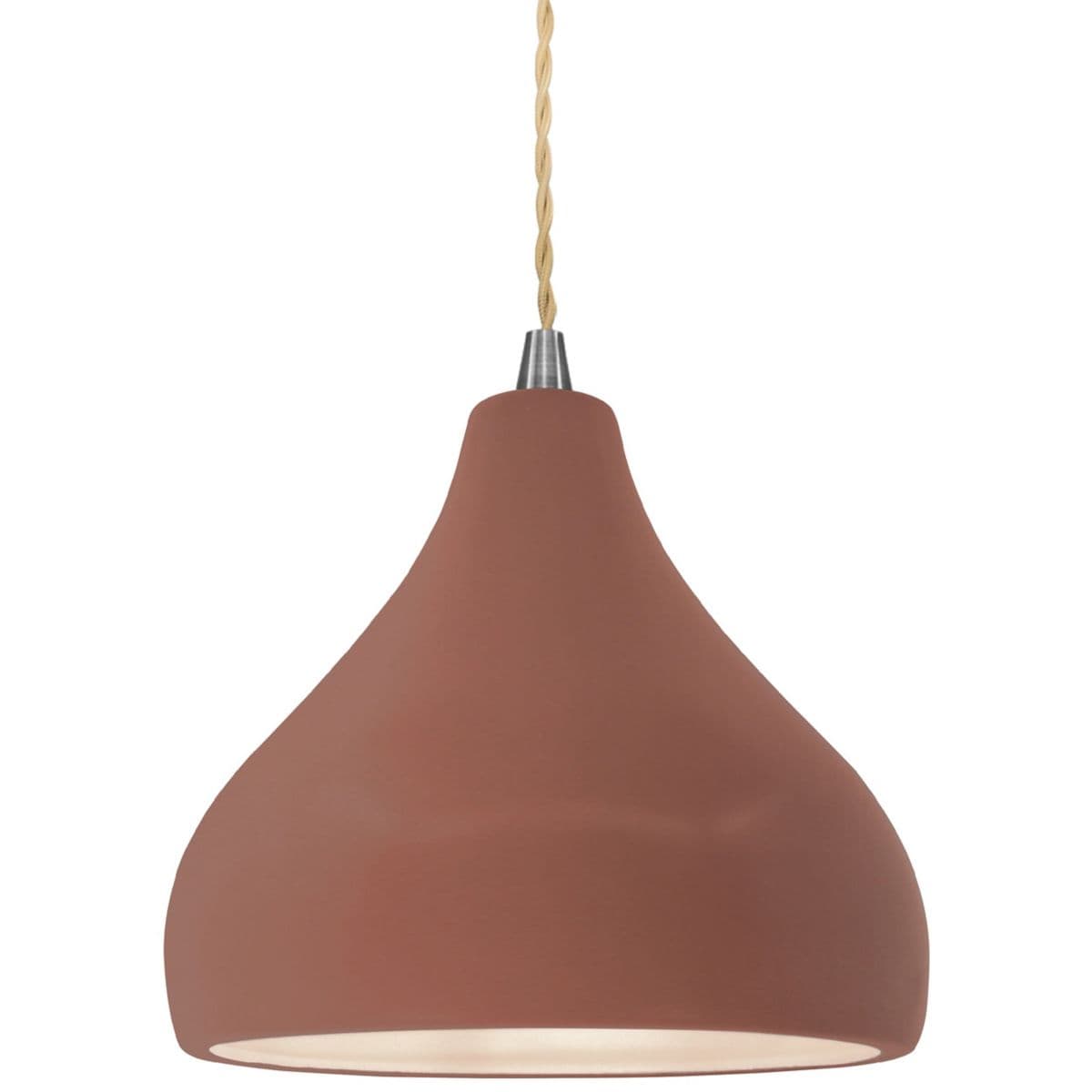 Justice Design Group | Radiance Droplet Pendant — Canyon Clay, Brushed Nickel, Small, Beige Twisted, Integrated LED