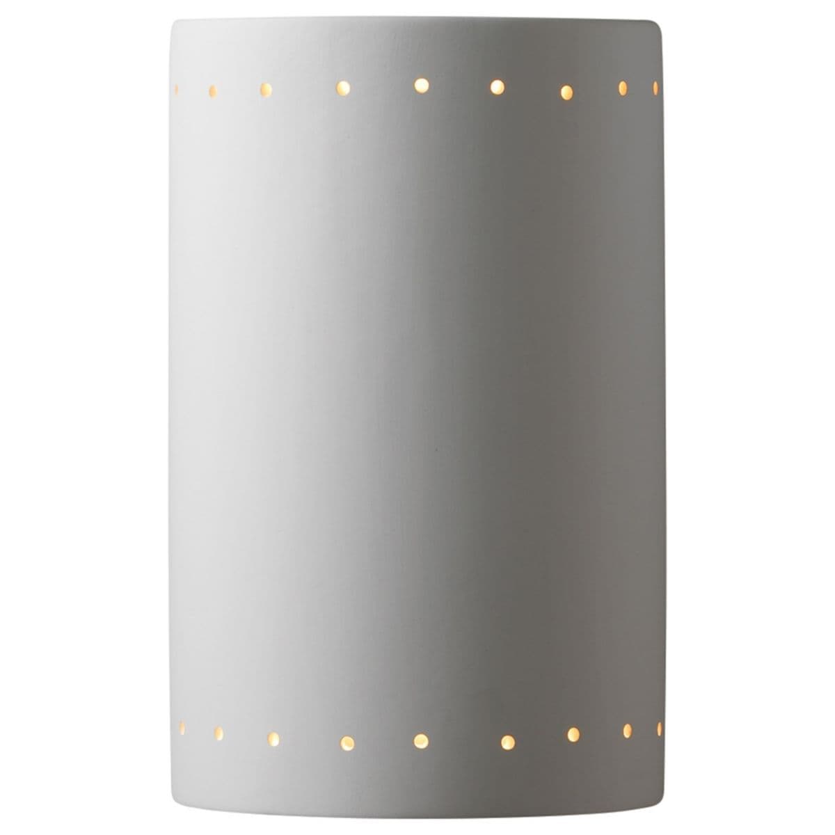 Justice Design Group | Ambiance Cylinder Open Top & Bottom Wall Sconce by Justice D — Bisque, Medium, Perforated, Replaceable Bulb