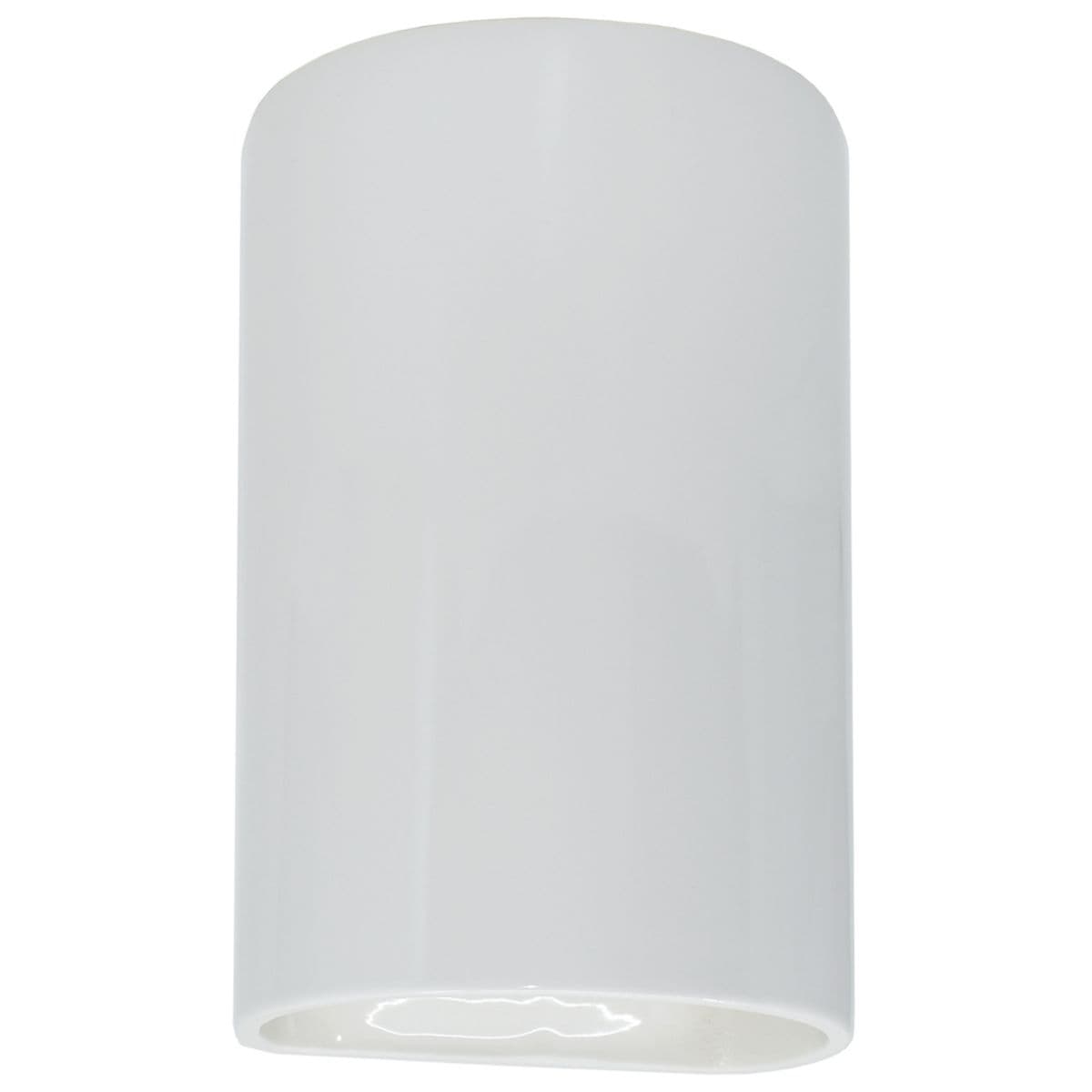 Justice Design Group | Ambiance Cylinder Open Top & Bottom Wall Sconce by Justice D — Gloss White (Interior/Exterior), Large, Standard, Integrated LED