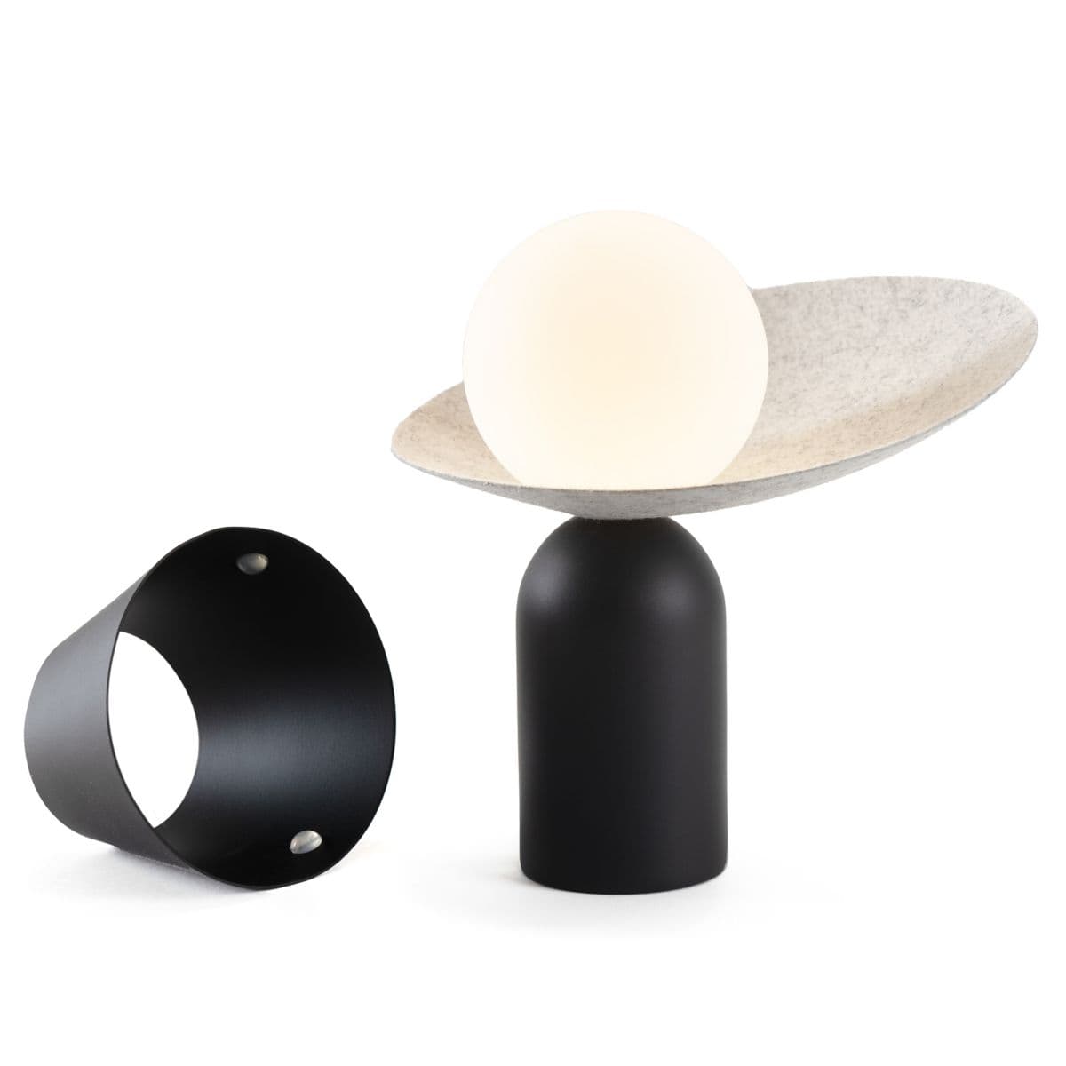 Koncept | Guy LED Portable Table Lamp — Matte Black Shade:Felt Cape