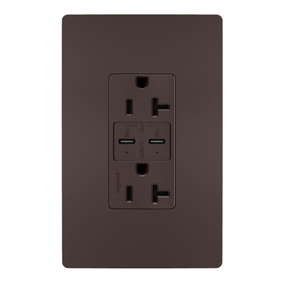 Legrand Adorne | Radiant 20A Tamper Resistant Outlet with USB Type C Ports — Dark Bronze