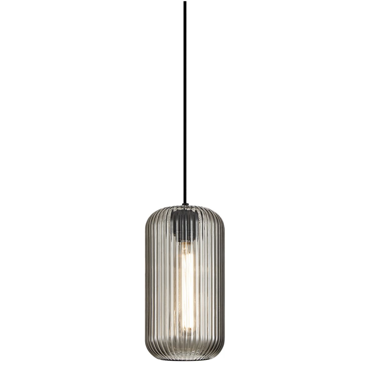 Huxe | Charisma Cylinder Glass Mini Pendant — Black with Smoke