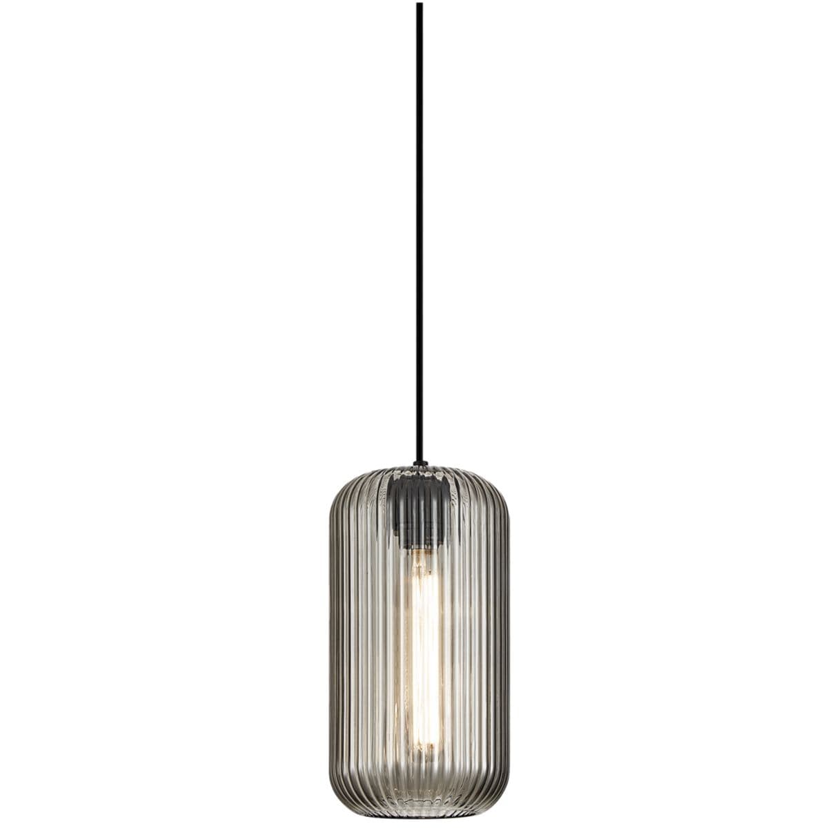 Huxe | Charisma Cylinder Glass Mini Pendant — Black with Smoke