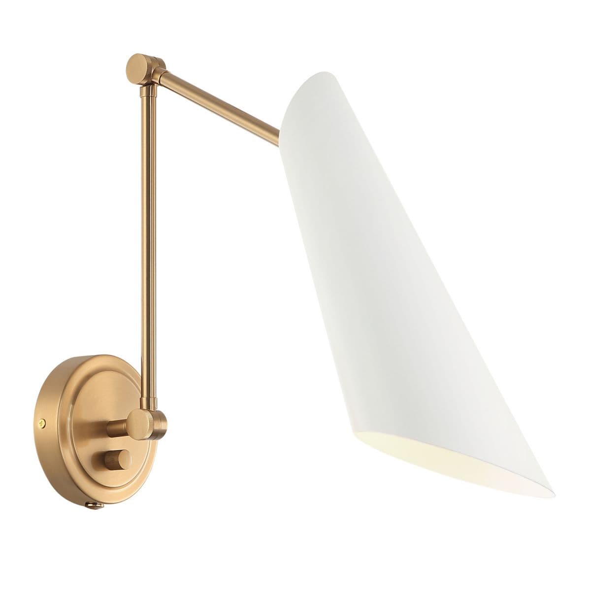 Matteo Lighting | Butera Adjustable Wall Sconce — Aged Gold Brass with White