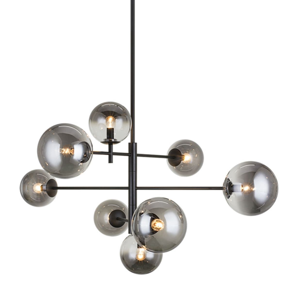 Huxe | Callum Chandelier — Black with Gradient Smoke Glass, Large