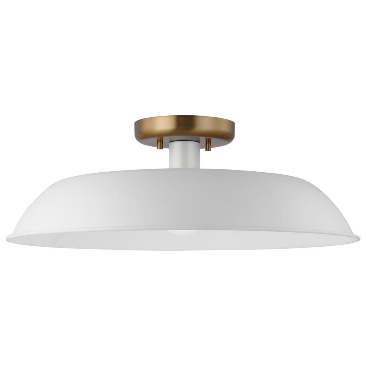 Alder & Ore | Jet Semi-Flushmount — Matte White with Burnished Brass, Medium