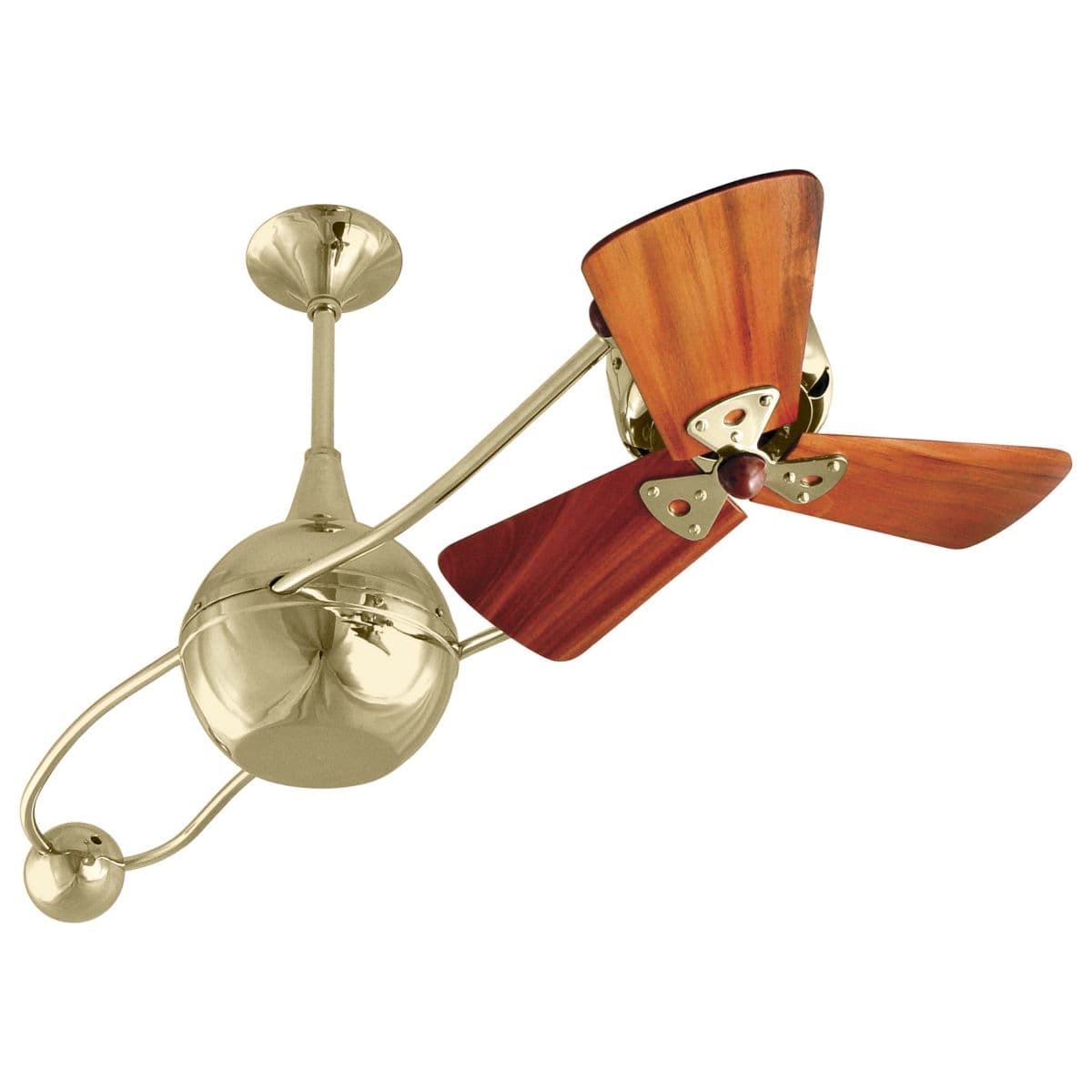 Matthews Fans | Brisa 2000 Ceiling Fan — Solid Mahogany Wood, Polished Brass