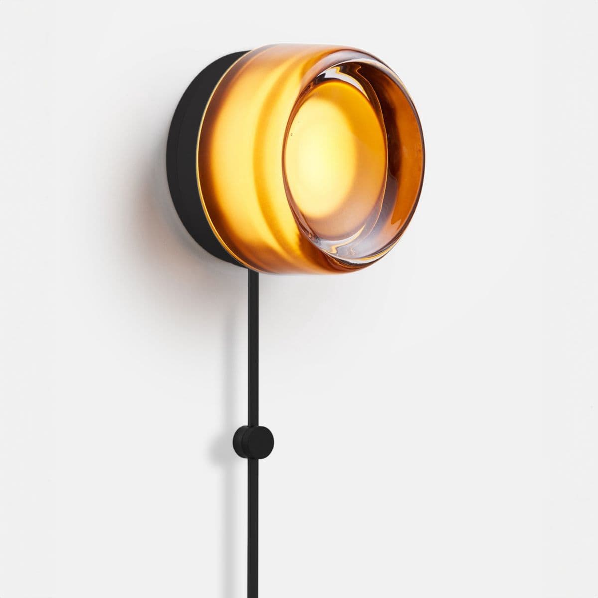 RBW | Dimple Corded LED Wall Sconce — Amber, Black Anodized, Bottom
