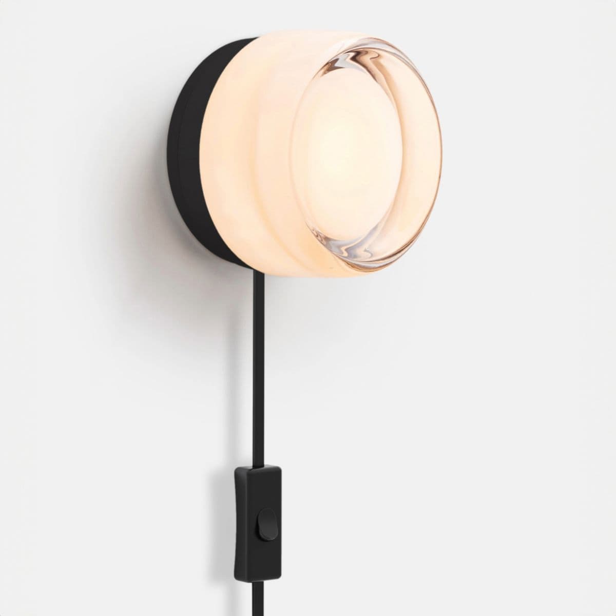 RBW | Dimple Corded LED Wall Sconce — White, Black Anodized, Bottom w/ toggle switch