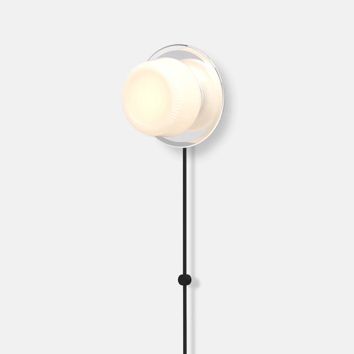 RBW | Pastille Disc Corded LED Wall Sconce — Polished Chrome, Ribbed, Plug-in Bottom