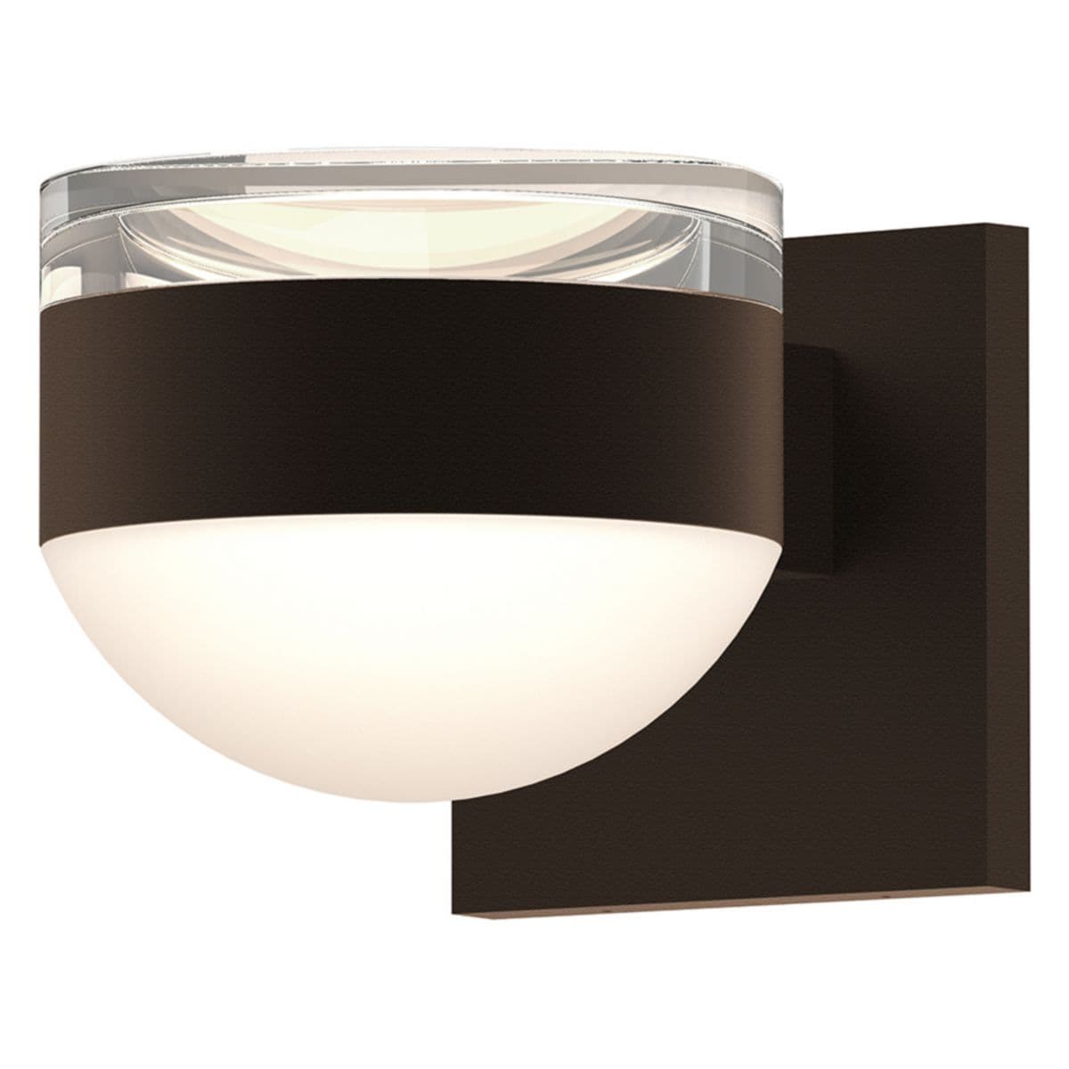 SONNEMAN Lighting | Reals Up/Down Indoor/Outdoor LED Wall Sconce by SONNEMAN Lig — Top Clear Acrylic Cylinder, Frosted Polycarbonate Dome, Textured Bronze