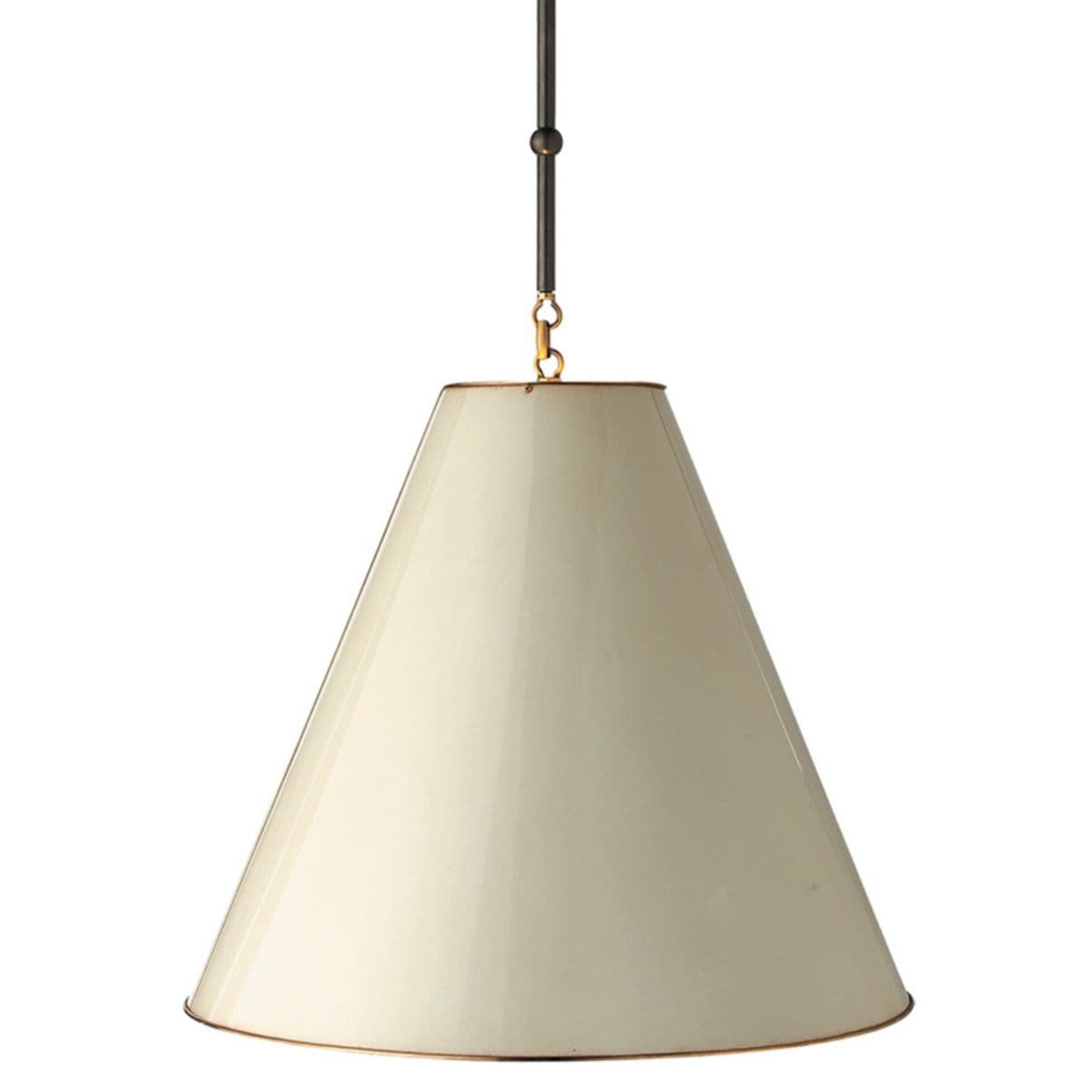 Visual Comfort Signature | Goodman Pendant — Antique White with Brass Interior, Bronze/Hand-Rubbed Antique Brass, Medium