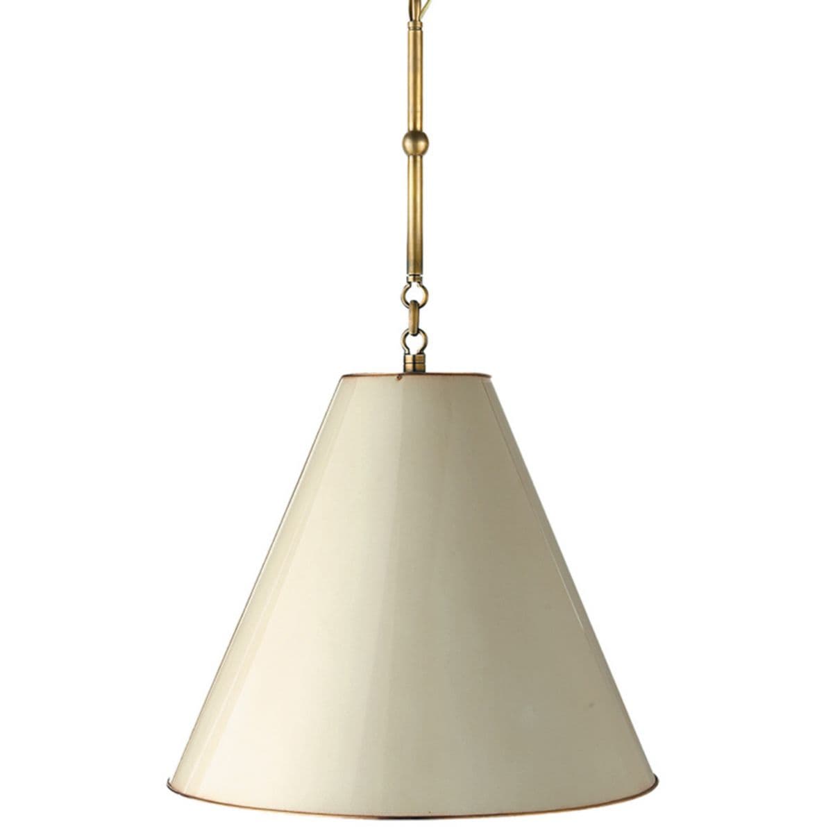 Visual Comfort Signature | Goodman Pendant — Antique White with Brass Interior, Hand-Rubbed Antique Brass, Small