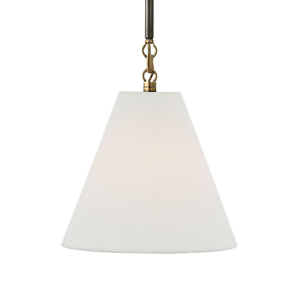 Visual Comfort Signature | Goodman Mini Pendant — Linen, Bronze/Hand-Rubbed Antique Brass