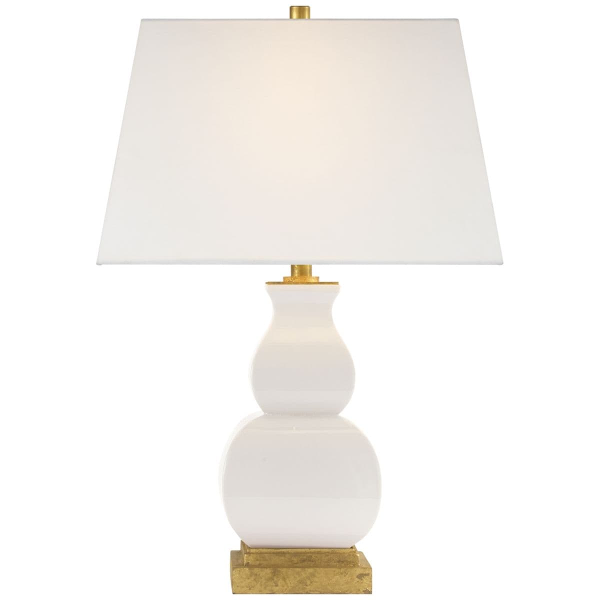 Visual Comfort Signature | Fang Gourd Table Lamp — Linen, Ivory Crackle Ceramic