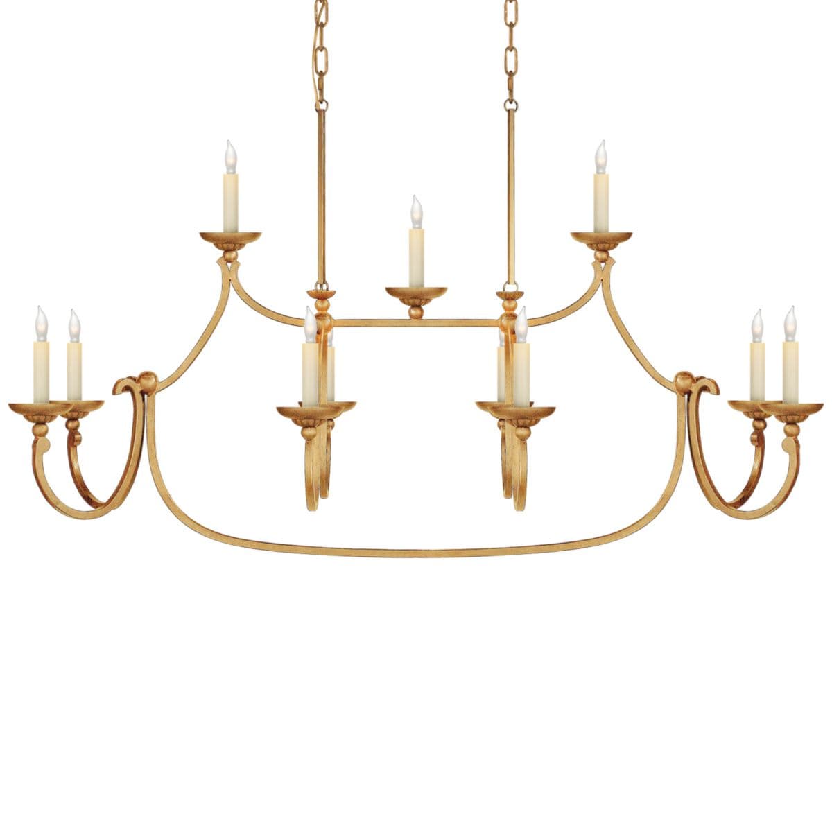 Visual Comfort Signature | Flemish Large Linear Suspension — Gilded Iron