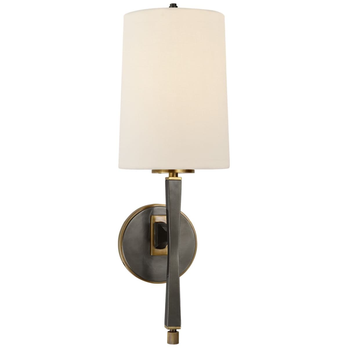 Visual Comfort Signature | Edie Wall Sconce — Bronze with Antique Brass, Linen, Small
