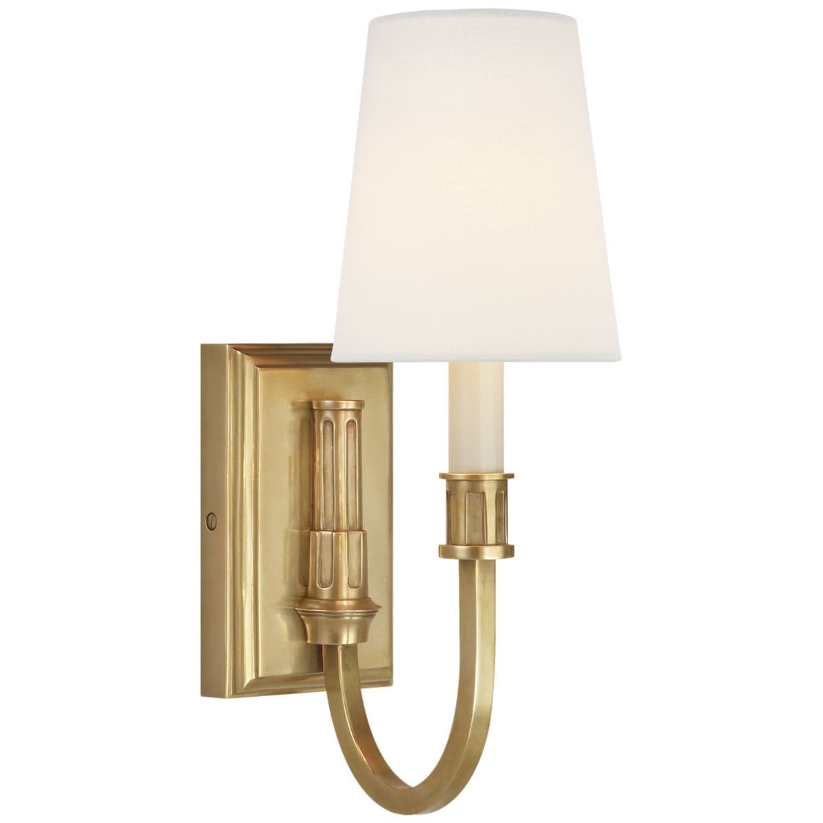 Visual Comfort Signature | Modern Library Wall Sconce — Linen, Hand-Rubbed Antique Brass
