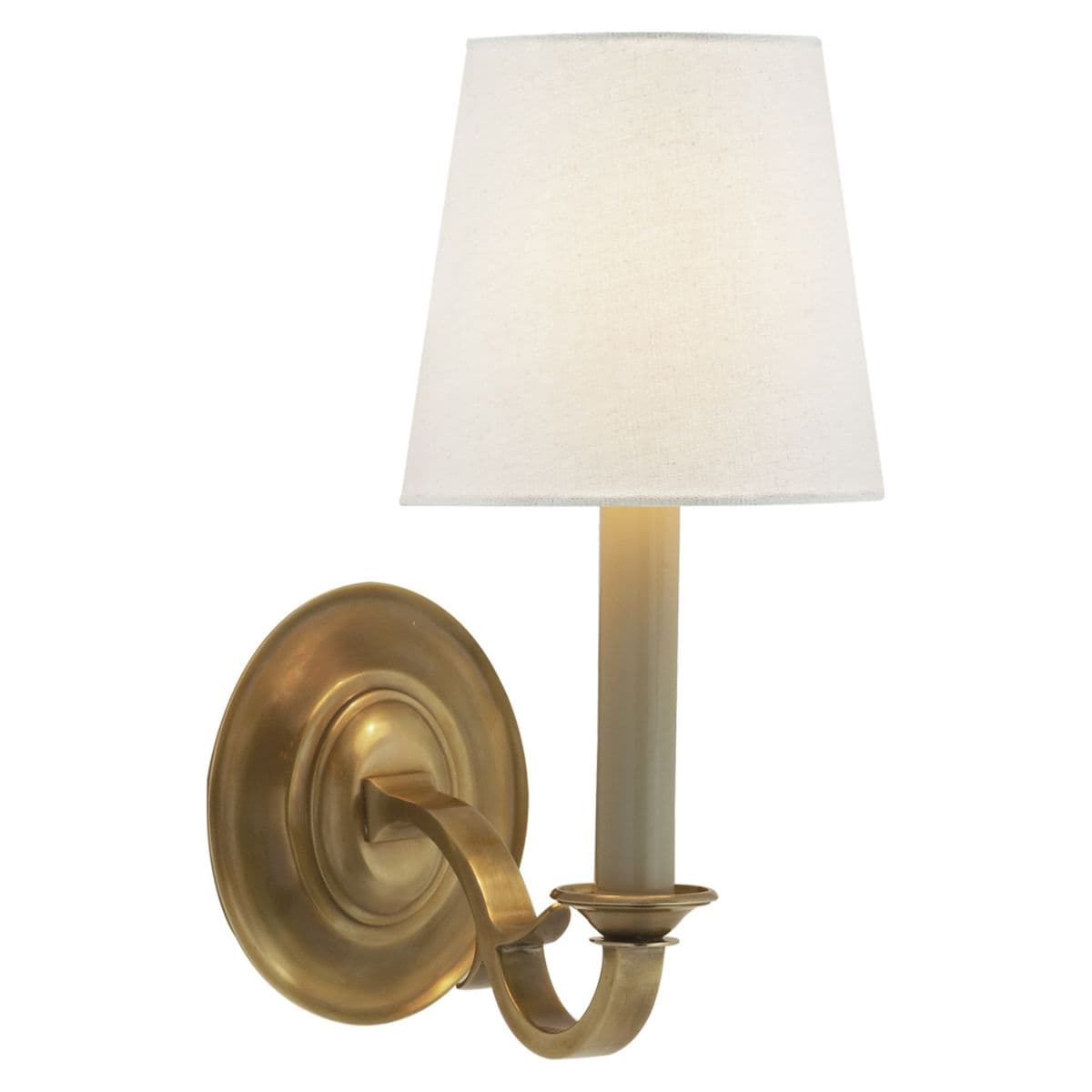 Visual Comfort Signature | Channing Single Wall Sconce — Hand-Rubbed Antique Brass, Linen, 1