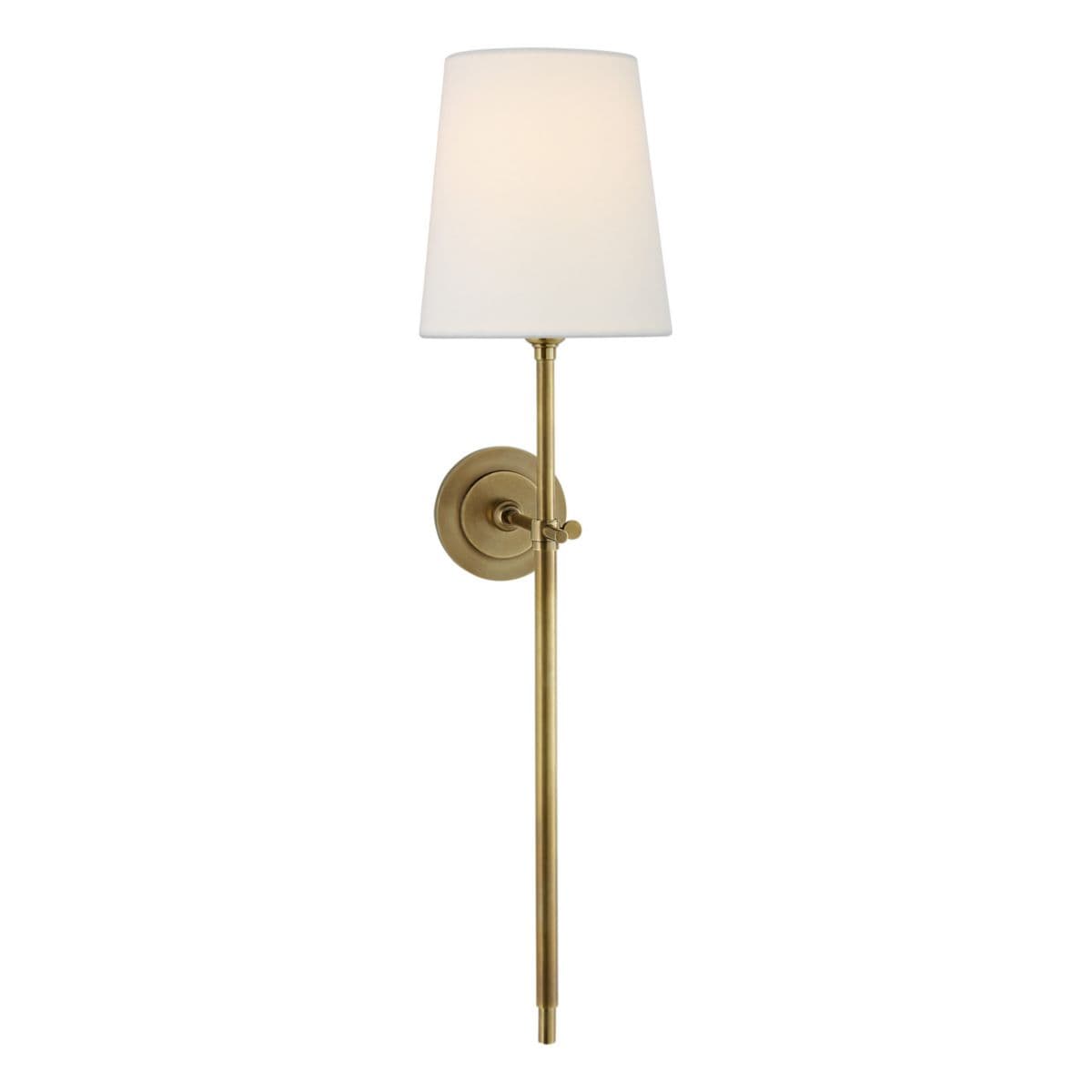 Visual Comfort Signature | Bryant Large Tail Wall Sconce — Linen, Hand-Rubbed Antique Brass