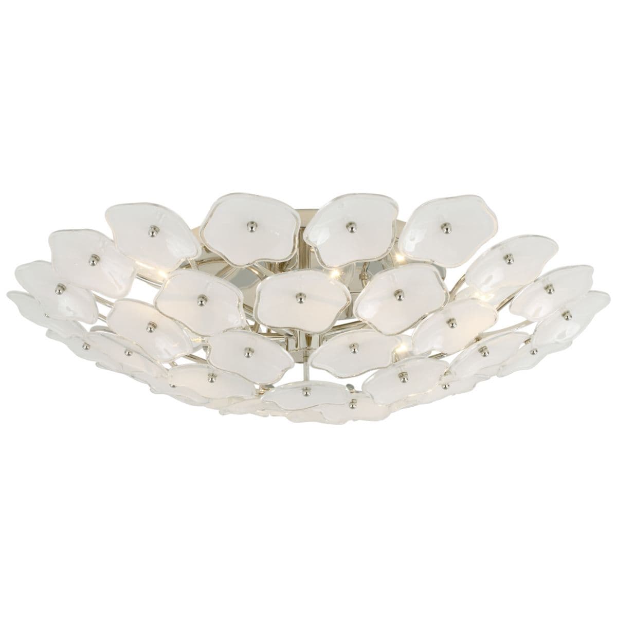 Visual Comfort Signature | Leighton Flushmount — Cream Tinted, Polished Nickel, 26 in