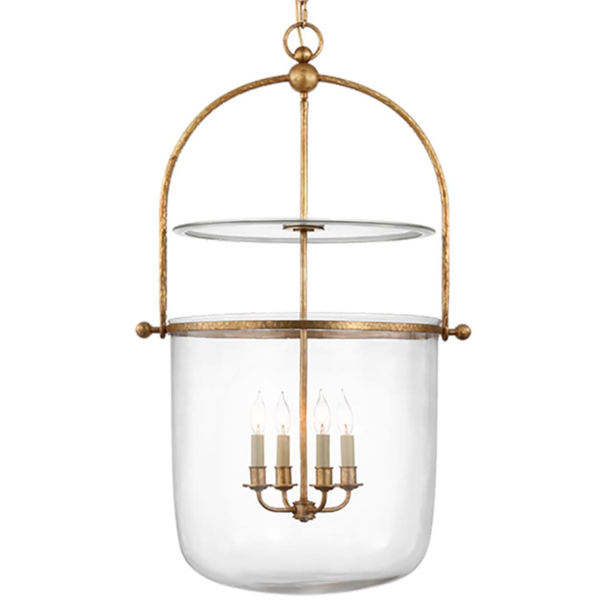 Visual Comfort Signature | Lorford Smoke Bell Pendant — Gilded Iron with Clear Glass, Large