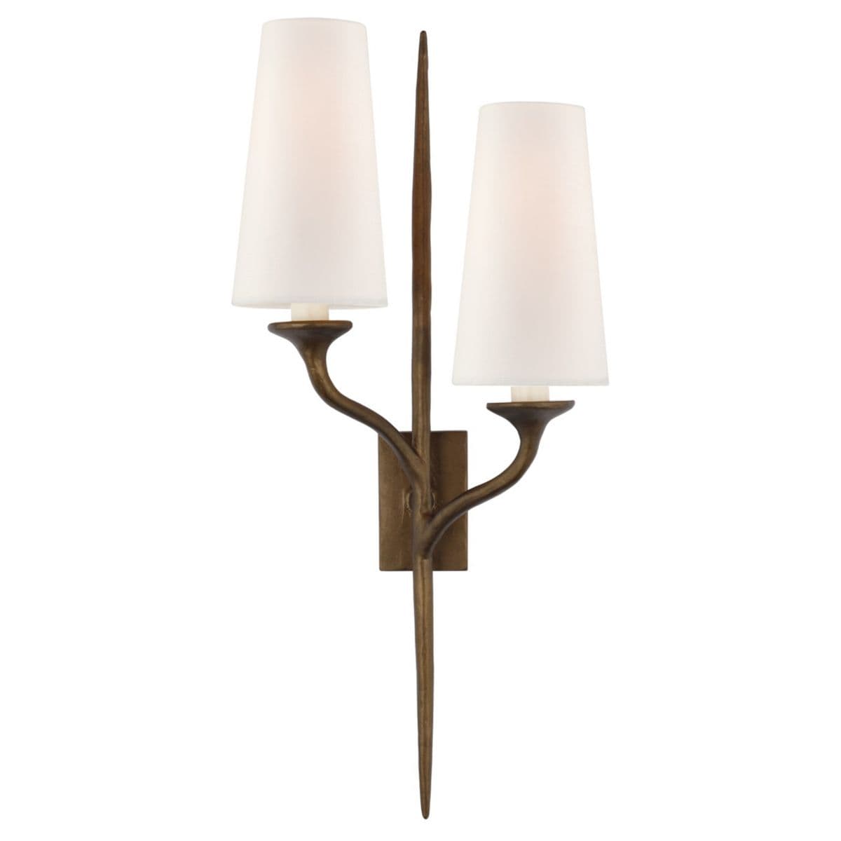 Visual Comfort Signature | Iberia Double Wall Sconce — Antique Bronze Leaf, Left