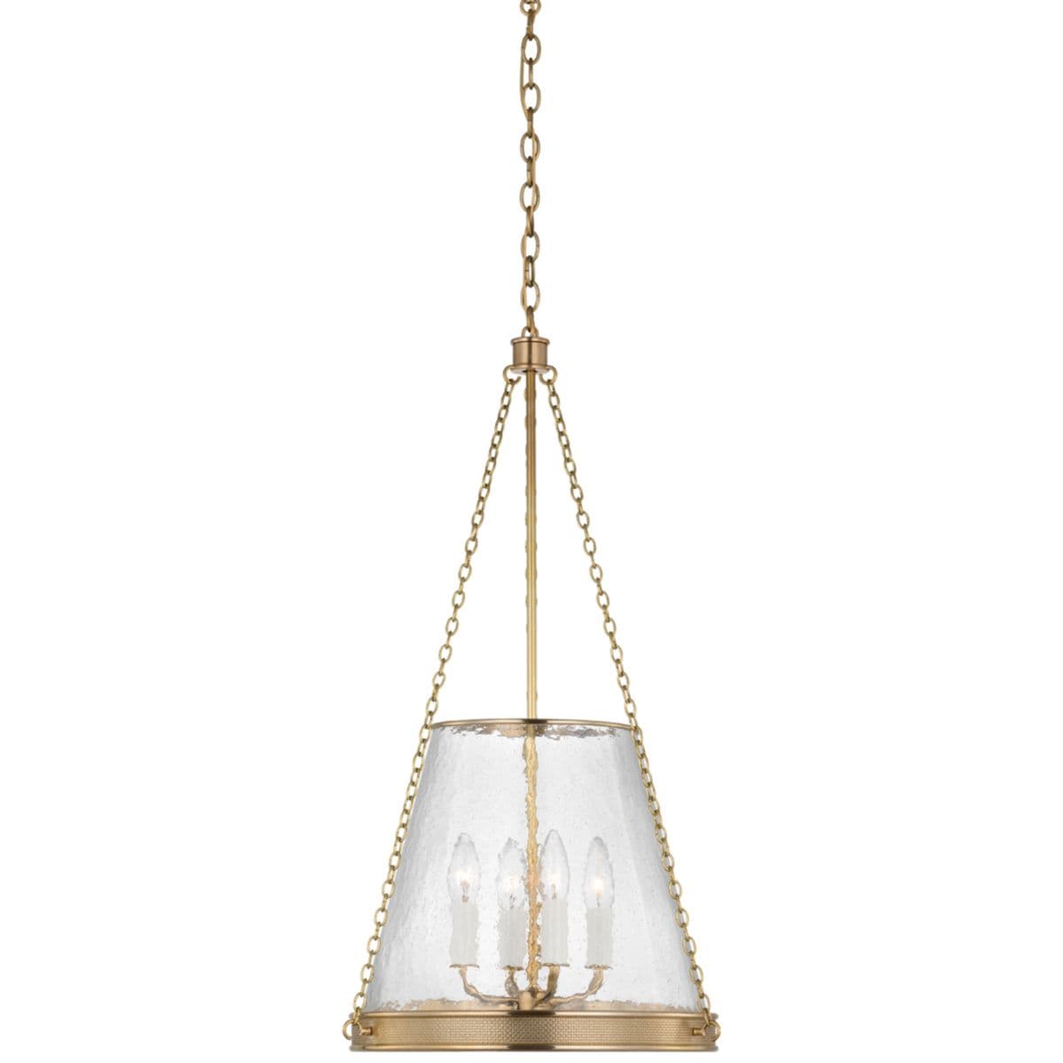 Visual Comfort Signature | Reese Pendant — Soft Brass, Clear Restoration Glass, 14 in