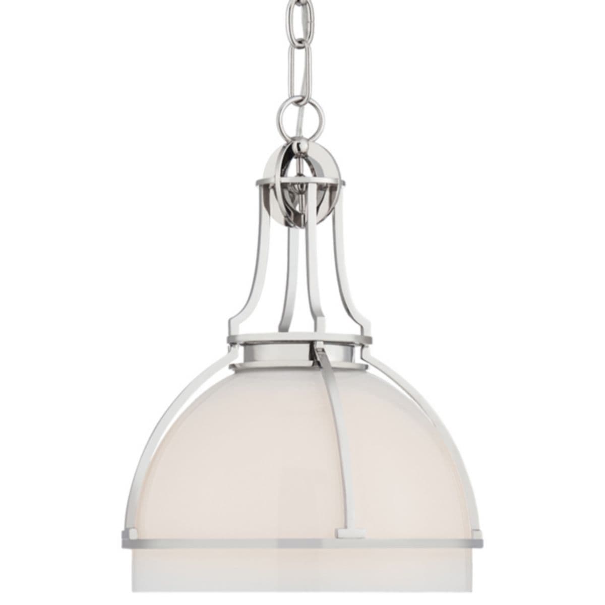 Visual Comfort Signature | Gracie Dome LED Pendant — White Glass, Polished Nickel, Medium