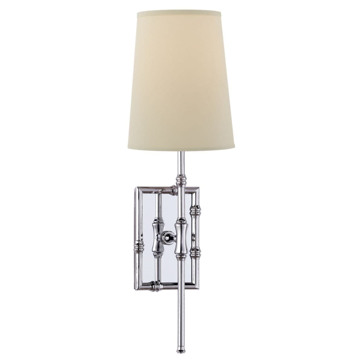 Visual Comfort Signature | Grenol Bamboo Wall Sconce — Polished Nickel, Linen