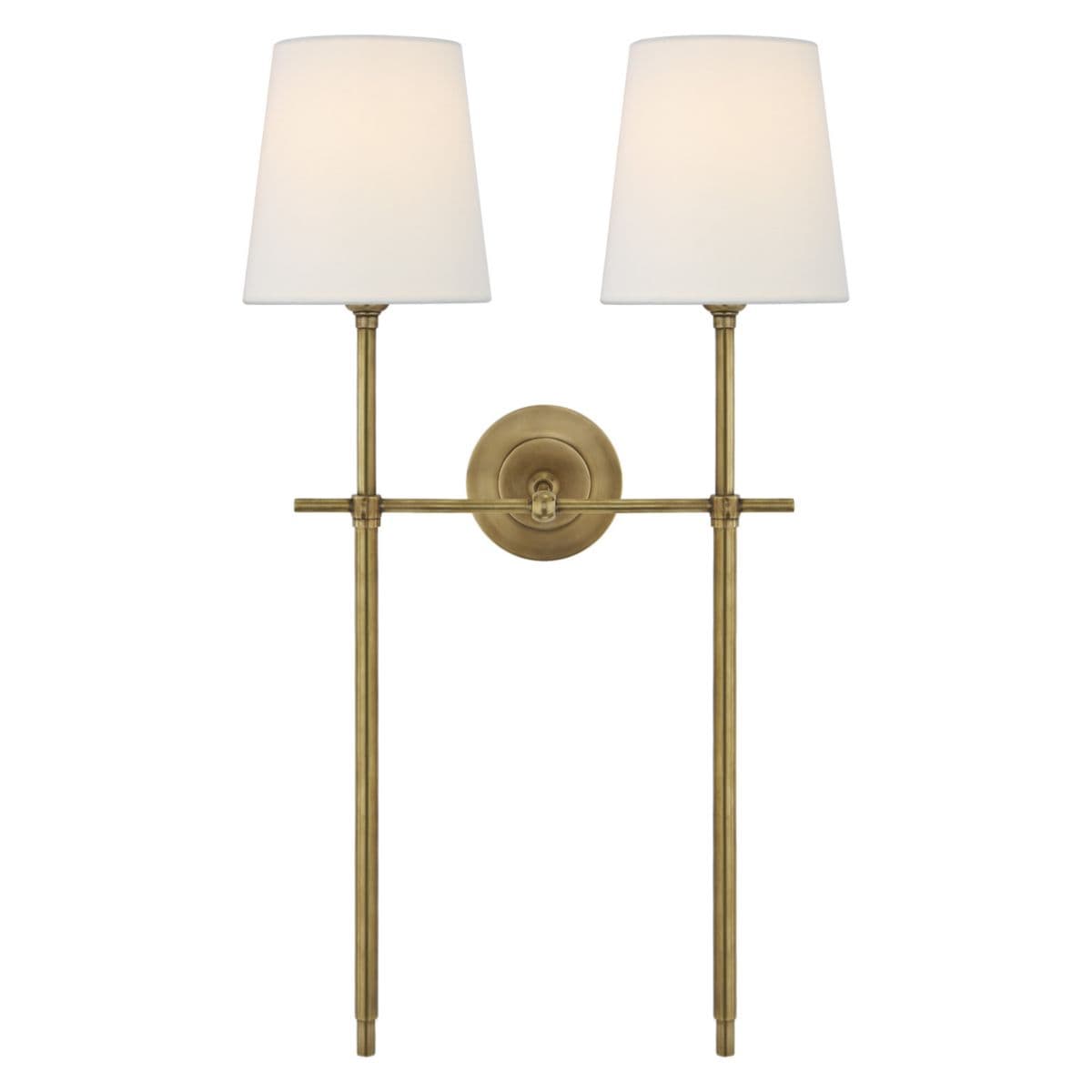 Visual Comfort Signature | Bryant Double Tail Wall Sconce — Linen, Hand-Rubbed Antique Brass