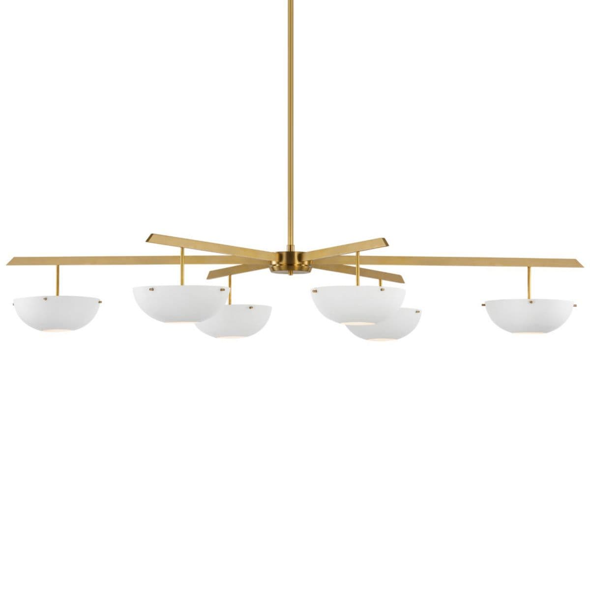 Visual Comfort Signature | Valencia LED Chandelier — Matte White, Hand-Rubbed Antique Brass, 6