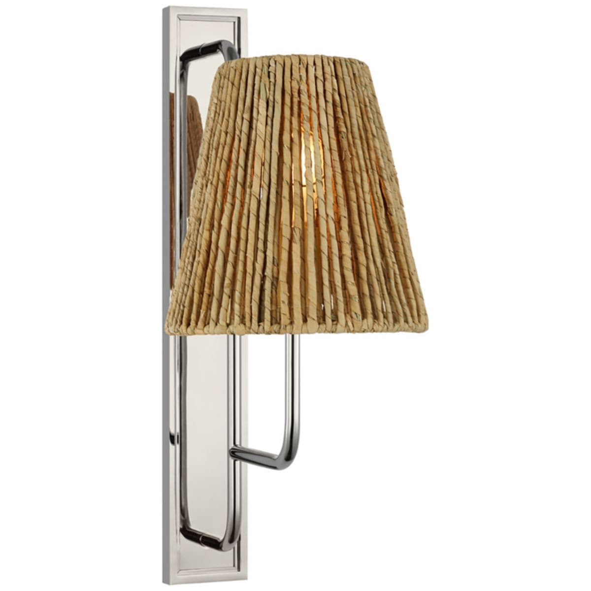 Visual Comfort Signature | Rui Wall Sconce — Polished Nickel, Natural Abaca, 20 in