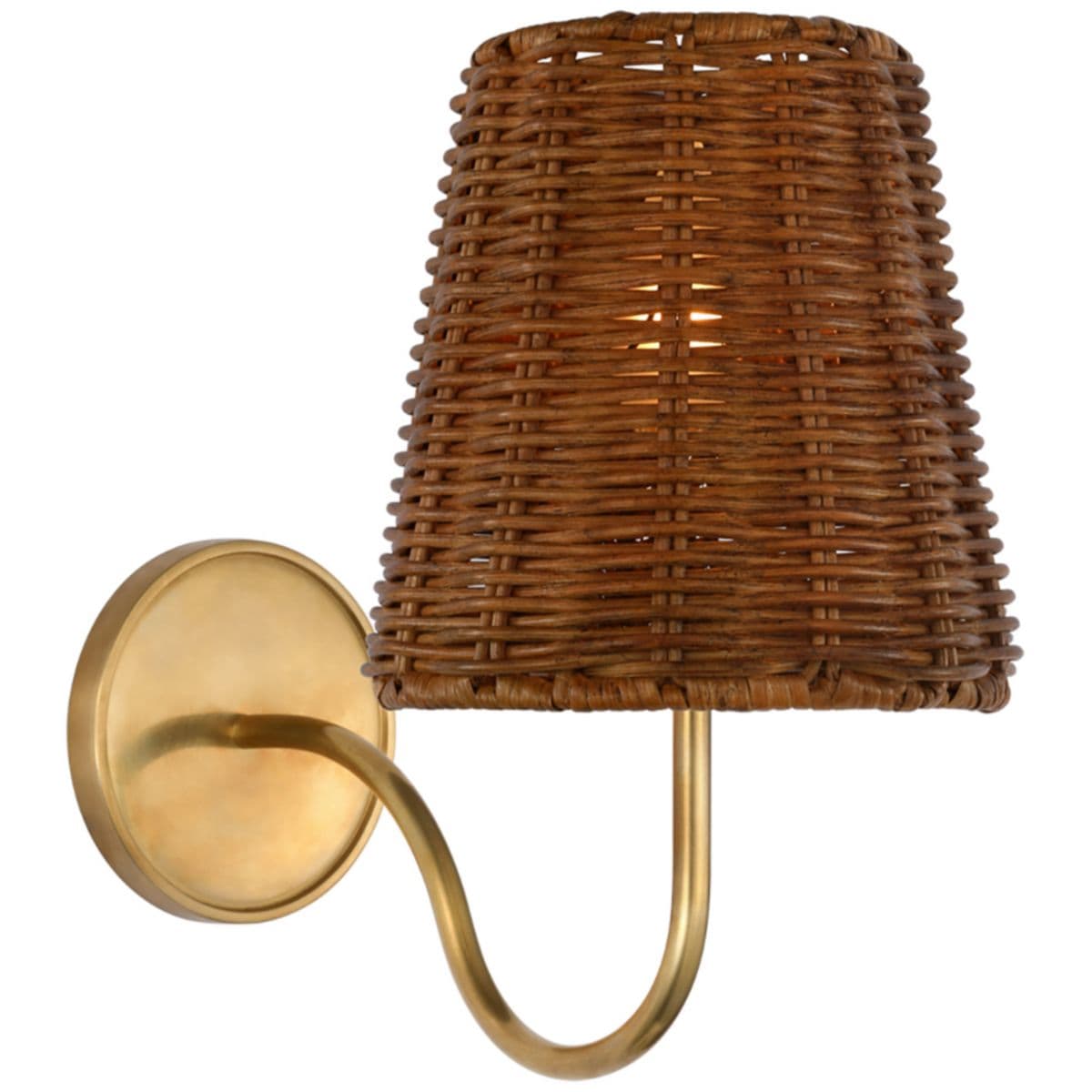 Visual Comfort Signature | Lyndsie Wall Sconce — Hand-Rubbed Antique Brass, Dark Wicker